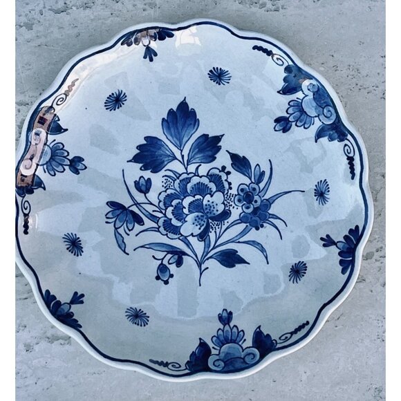 Delft Blue Floral Decorative Plates Set Of 3 Marked 1960s 1970s Ceramic READ - Picture 5 of 16